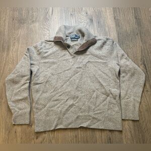 Polo Ralph Lauren Merino Wool Angora Sweater XL Shawl Collar Gray Pullover